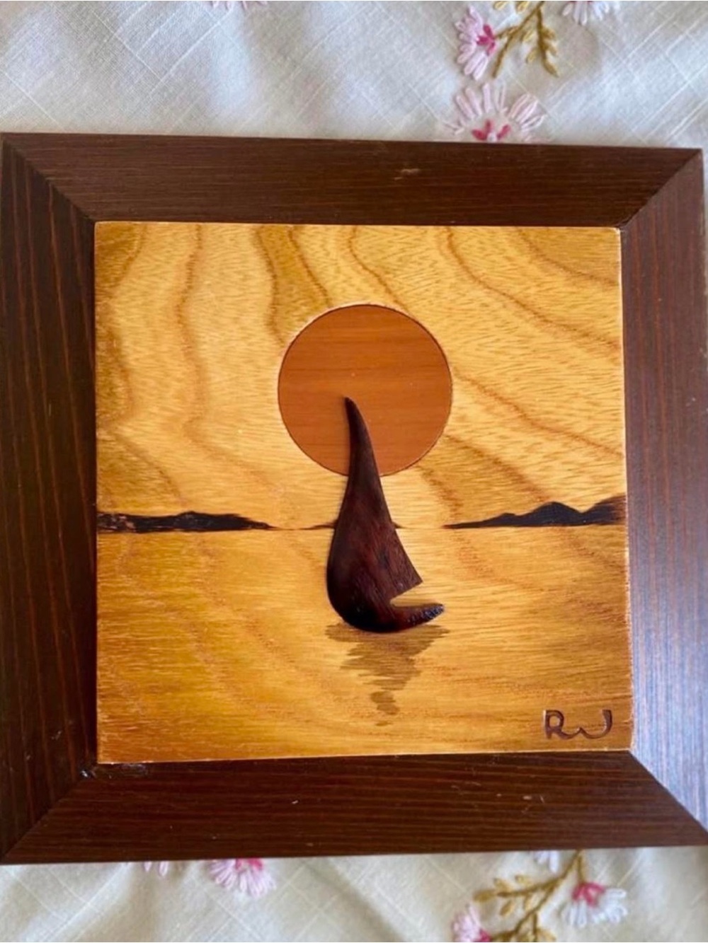 Handcrafted Wooden Sailboat Wall Art - Natural & Dark Brown